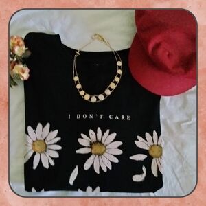 Bershka Black Sun Flower T-Shirt🌻